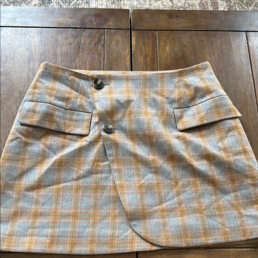 Plaid Button-Front Skirt